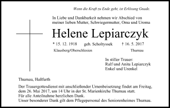 Anzeige von Helene Lepiarczyk von MGO