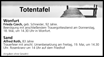 Anzeige von Totentafel vom 17.05.2017 von MGO