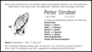 Anzeige von Peter Strobel von MGO