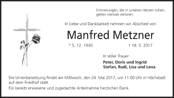 Anzeige von Manfred Metzner von MGO