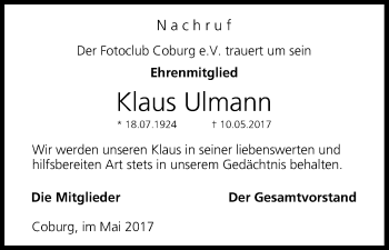 Anzeige von Klaus Ulmann von MGO