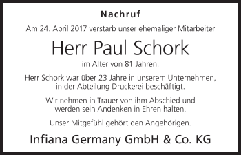 Anzeige von Paul Schork von MGO