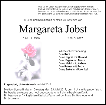 Anzeige von Margareta Jobst von MGO