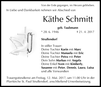 Anzeige von Käthe Schmitt von MGO