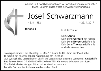 Anzeige von Josef Schwarzmann von MGO