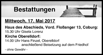 Anzeige von Bestattungen vom 17.05.2017 von MGO