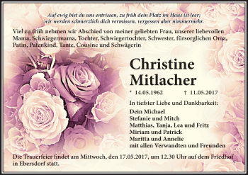 Anzeige von Christine Mitlacher von MGO
