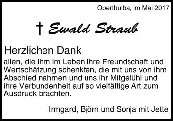 Anzeige von Ewald Straub von MGO