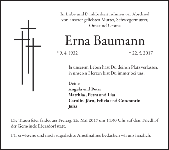 Anzeige von Erna Baumann von MGO