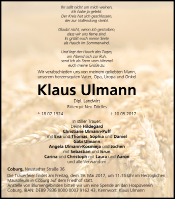 Anzeige von Klaus Ulmann von MGO