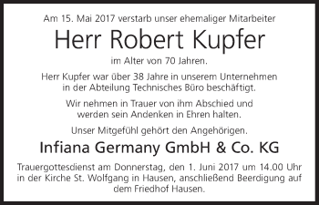 Anzeige von Robert Kupfer von MGO