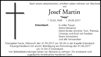 Anzeige von Josef Martin von MGO