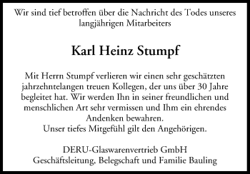 Anzeige von Karl Heinz Stumpf von MGO
