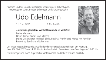 Anzeige von Udo Edelmann von MGO