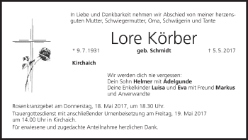 Anzeige von Lore Körber von MGO