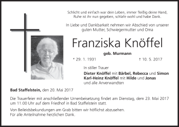 Anzeige von Franziska Knöffel von MGO