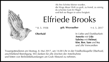 Anzeige von Elfriede Brooks von MGO