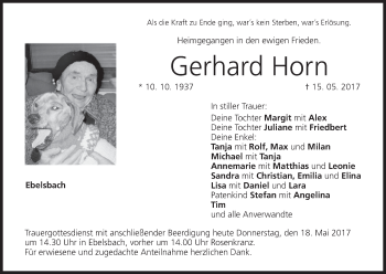 Anzeige von Gerhard Horn von MGO