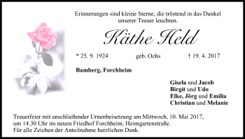 Anzeige von Käthe Held von MGO