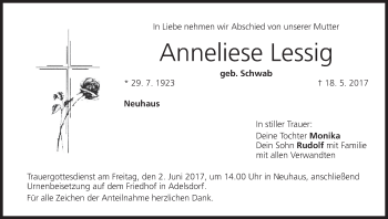 Anzeige von Anneliese Lessig von MGO
