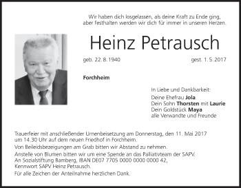 Anzeige von Heinz Petrausch von MGO