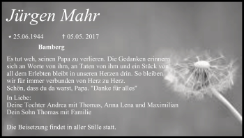 Anzeige von Jürgen Mahr von MGO