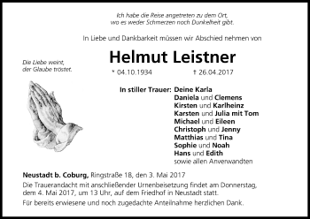 Anzeige von Helmut Leistner von MGO