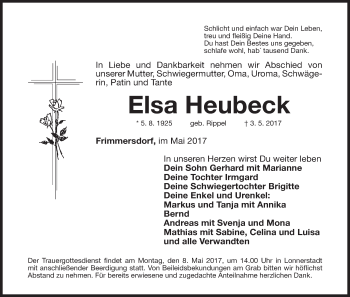 Anzeige von Elsa Heubeck von MGO