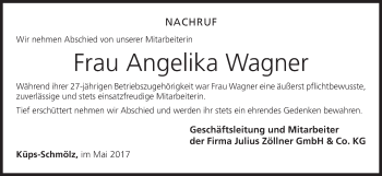 Anzeige von Angelika Wagner von MGO