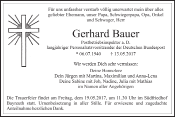 Anzeige von Gerhard Bauer von MGO