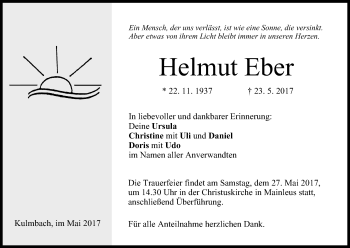 Anzeige von Helmut Eber von MGO