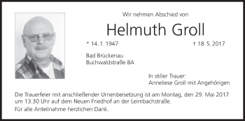 Anzeige von Helmuth Groll von MGO