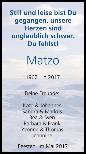 Anzeige von Matzo  von MGO