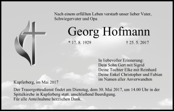 Anzeige von Georg Hofmann von MGO