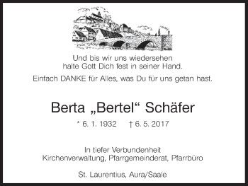 Anzeige von Berta Schäfer von MGO