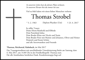 Anzeige von Thomas Strobel von MGO