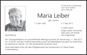 Anzeige von Maria Leiber von MGO