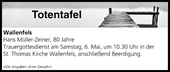 Anzeige von Totentafel vom 06.05.2017 von MGO