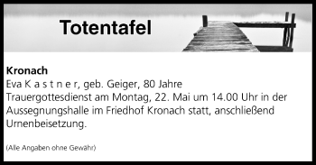 Anzeige von Totentafel vom 19.05.2017 von MGO