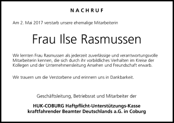 Anzeige von Ilse Rasmussen von MGO