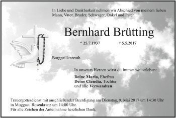 Anzeige von Bernhard Brütting von MGO