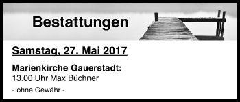 Anzeige von Bestattungen vom 27.05.2017 von MGO