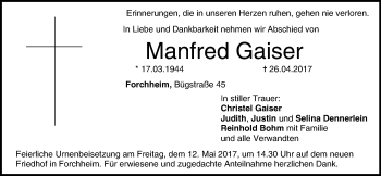 Anzeige von Manfred Gaiser von MGO