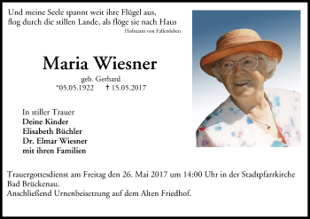 Anzeige von Maria Wiesner von MGO