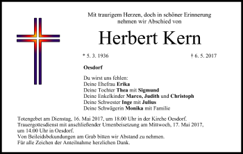 Anzeige von Herbert Kern von MGO