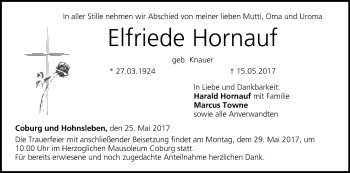 Anzeige von Elfriede Hornauf von MGO