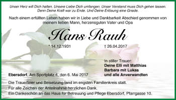 Anzeige von Hans Rauh von MGO