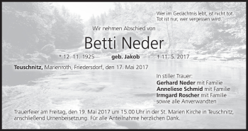 Anzeige von Betti Neder von MGO