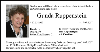 Anzeige von Gunda Ruppenstein von MGO