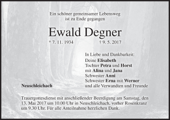 Anzeige von Ewald Degner von MGO